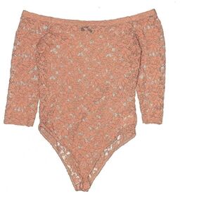 Ambiance Coral Pink Lace Bodysuit 3/4 Sleeve